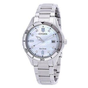 NWT Authentic Citizen Marine Lady Eco-Drive Crystal Mother of Pearl Dial Watch
